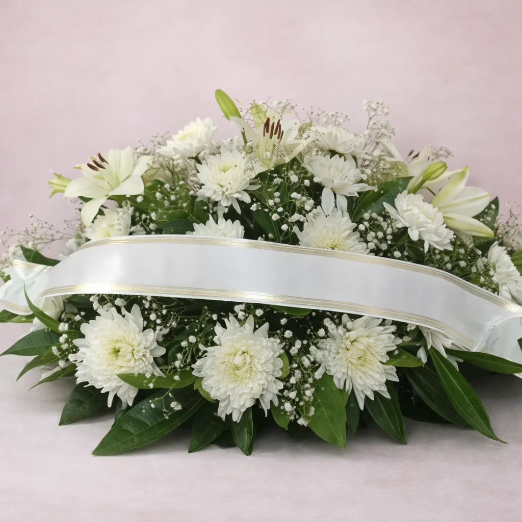 Arreglo Fúnebre Horizontal de Lirios y Margaritas - Floristería Leonela TT Valledupar