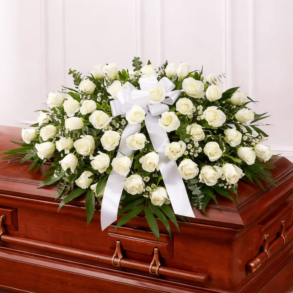Cubrecofre de Rosas Blancas - Floristería Leonela TT Valledupar